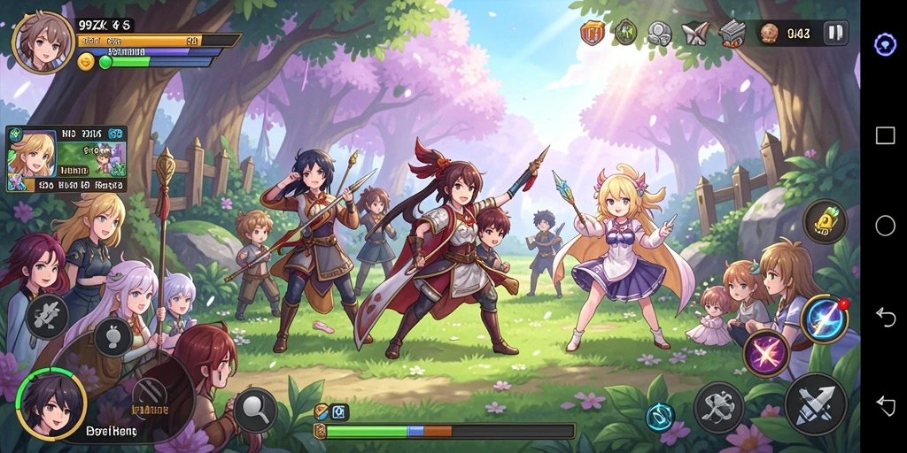Screenshot menunjukkan karakter Anime dalam pertempuran epik.