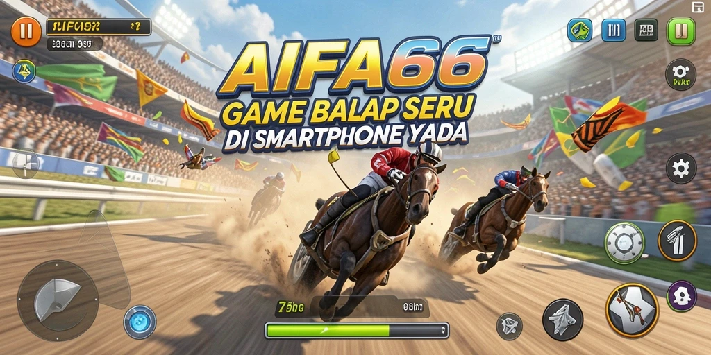 Tampilan gameplay AIFA66 dengan lintasan balap yang menantang.
