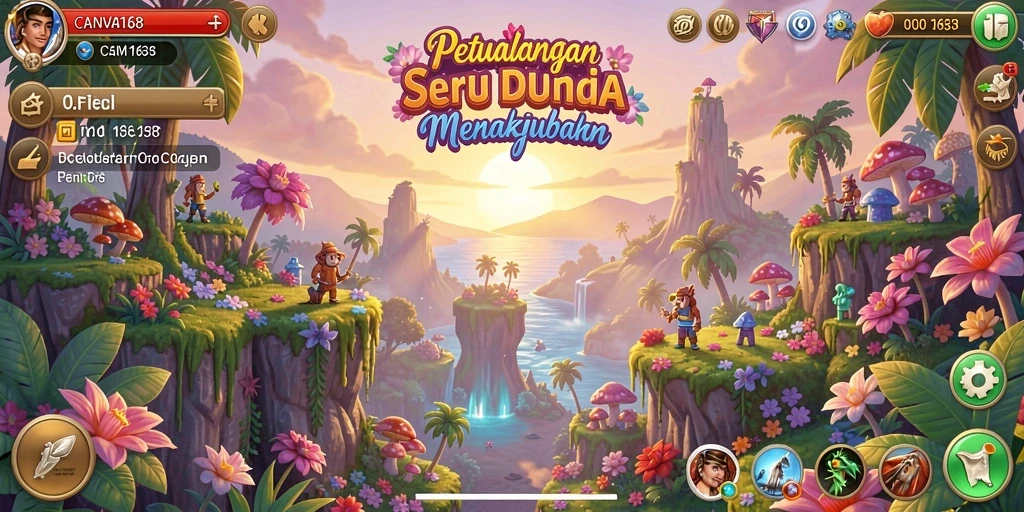 Tampilan gameplay petualangan yang penuh aksi dan eksplorasi.