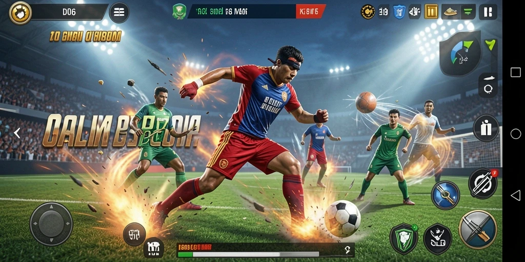 Screenshot gameplay D06 menampilkan aksi olahraga yang mendebarkan.