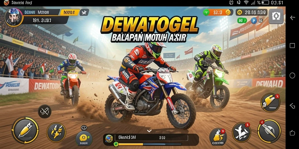 Tampilan gameplay menarik dari DEWATOGEL saat balapan motor.