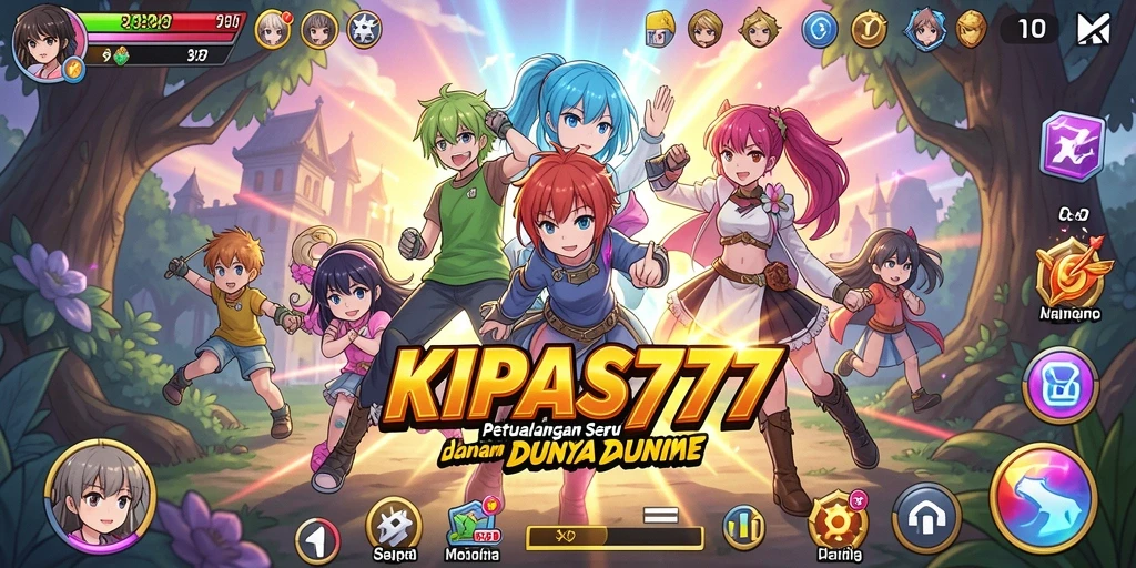 Tampilan gameplay seru KIPAS777 dengan karakter anime unik.