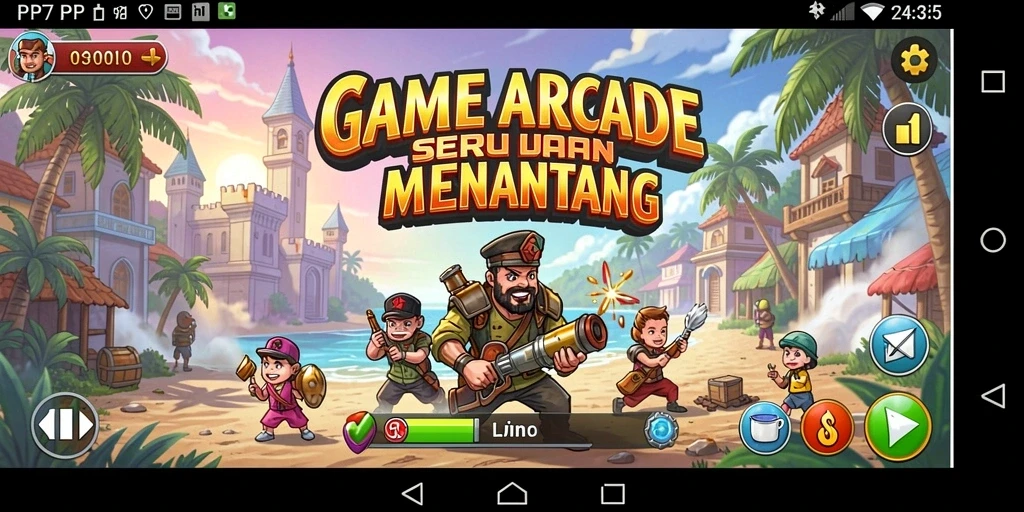 Tampilan gameplay PP7 yang menarik dan penuh warna.