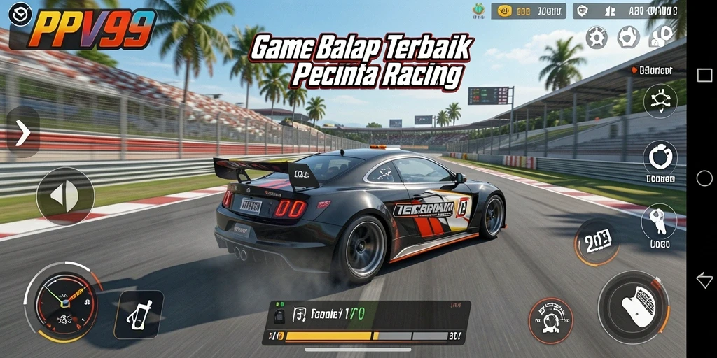 Tangkapan layar game PPV99 menampilkan aksi balap seru di jalanan.